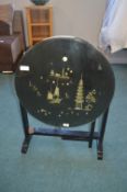 Oriental Folding Glass Topped Table with Mother of