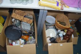 Two Boxes of Kitchenware, Pottery, Glassware, etc.