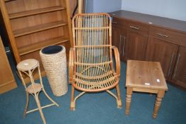 Cane Easy Chair, Coffee Table, Plant Stand, etc.