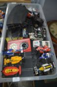 Vintage Scalextrics Set with Racing Cars, Motorbik