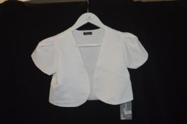 Girl's Short Sleeve Bolero in White Size: 8-9 year