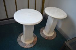 Pair of Marble Pedestal Side Tables