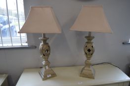 Pair of Table Lamps in Pale Gold