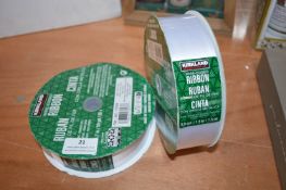 *Two 45m Rolls of Wire Edged White Ribbon