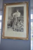 Gilt Framed Print of an Italian Flower Girl