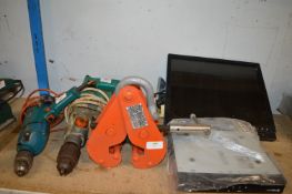 Two Drills, DVR, Samsung Monitor, and a Beam Clamp