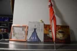 *Four Pieces of Wall Art and an Umbrella