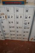 *Bank of Twenty-Eight Lockers 130x90x40cm (no keys, locked)