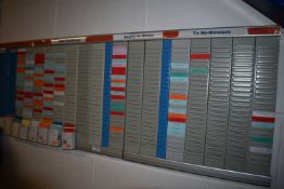 *T Card Schedule Board (buyer to remove), and a Box of Cards