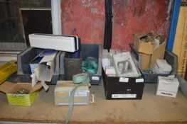 *Four Containers of Various Screws, Letterbox, and an Electrical Back Boxes