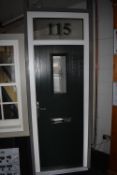 *Dark Green Woodgrain Effect Door with Window 72cm wide x 193cm tall