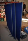 *Three Blue Cloth Office Partitions 120x115cm