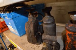 Contents of Shelf to Include Assorted Fastenings, Various Cables, Pulley, and Three Bottle Jacks