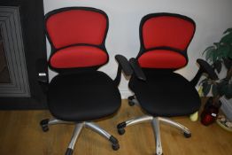 *Two Red & Black Swivel Office Chairs