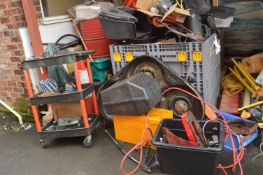 Assorted Gardening Parts Including Lawnmower Parts