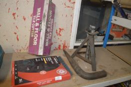 Wickes Wall & Floor Tile Cutter, Box of Emery Cloth Sheets 230x280mm, One Axle Stand, and a Heavy