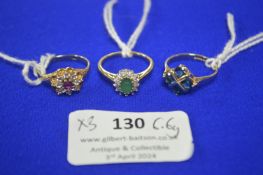 Three 9ct Gold Rings Size: N ~6.6g gross