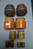 Six Hornsea Pottery Storage Jars plus Two Cruet Se