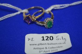 Two 9ct Gold Rings Size: P ~5.1g gross