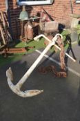Cast Iron Ships Anchor and Chain