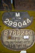 Two Wagon Plates Including 