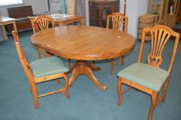 Ducal Extending Pine Dining Table with Four Matchi