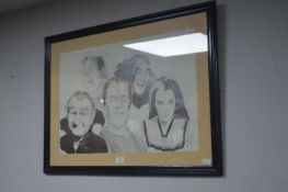 Pencil Sketch of Vintage Horror Stars