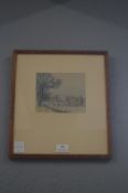 Framed Vintage Ceramic Tile Depicting Aylesford