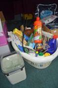 Laundry Basket and Contents, Household Goods, etc.