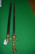 Vintage Style Indian Sword with Leather Scabbard