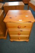 Solid Three Drawer Bedside Cabinet