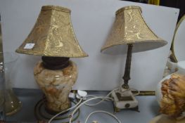 Two Table Lamps with Gold Shades