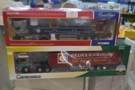 Two Diecast Heavy Haulage Trucks by Corgi and Cara