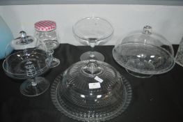 Three Glass Cake Domes etc.