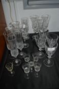 Cut Lead Crystal Wine Glasses etc.