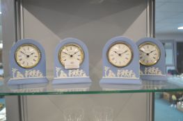 Four Wedgwood Blue & White Jasper Ware Mantel Cloc