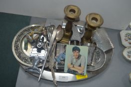 metal Collectibles Including Nutcrackers, Hip Flas