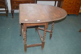 1930's Oak Barley Twist Oval Gate Leg Table