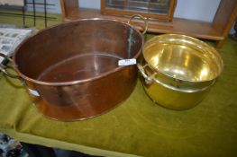 Copper Pan and a Brass Planter