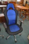 Black & Blue Upholstered Office Swivel Chair