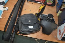 Praktica TL3 Camera with Case and Mono Pod