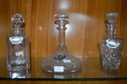 Three Cut Glass Lead Crystal Decanters