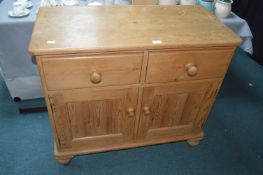 Small Solid Pine Sideboard and Contents