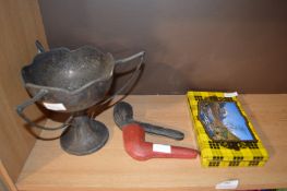 Two Vintage Smoking Pipe Case and One Pipe, EPNS G