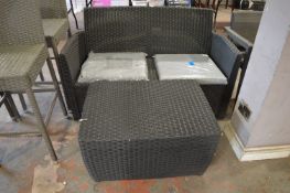 *Rattan Two Seat Garden Lounger and Storage Table