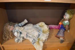 Two Vintage Dolls Including a Clown Doll