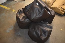 *Four Brown Faux Leather Beanbag Cubes