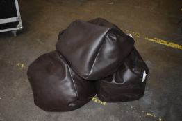 *Four Brown Faux Leather Beanbag Cubes