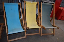 *Three South Westerly Hardwood Framed Deck Chair with Various Coloured Canvases