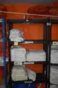 *Five Tier Plastic Shelf Unit Containing Linen Double Sheets